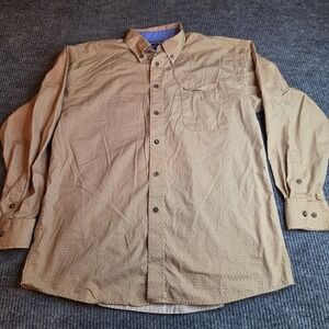 Panhandle Slim Mens Tan Geometric Diamond Print Cotton Button Down Shirt M